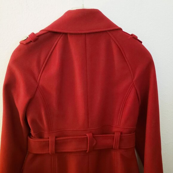 Vintage Laundry by Shelli Segal Red Military Style 80% Wool Midi Coat Size 4 GUC - Picture 4 of 9